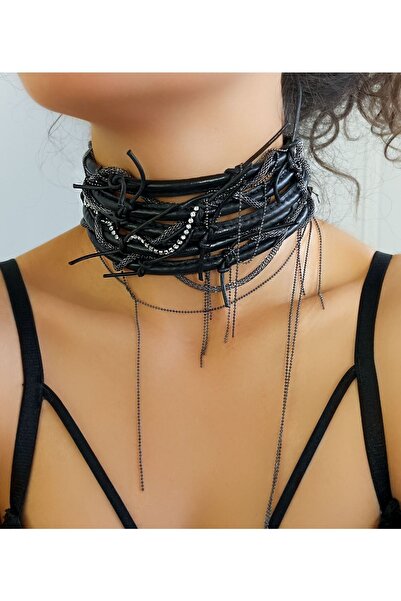 Bayemeyc Nathair Deri Choker Kolye