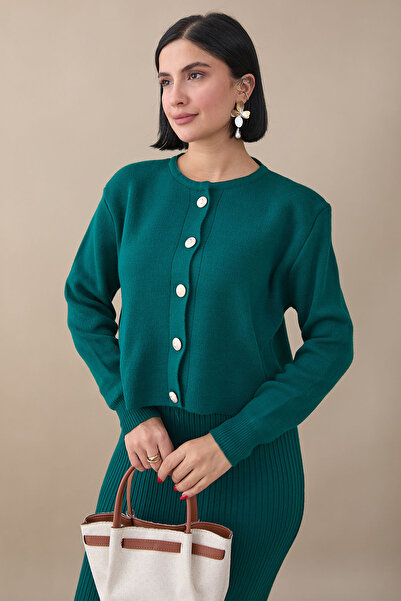 InStyle Cardigan Ribbed Double Emerald Green Knitwear Set