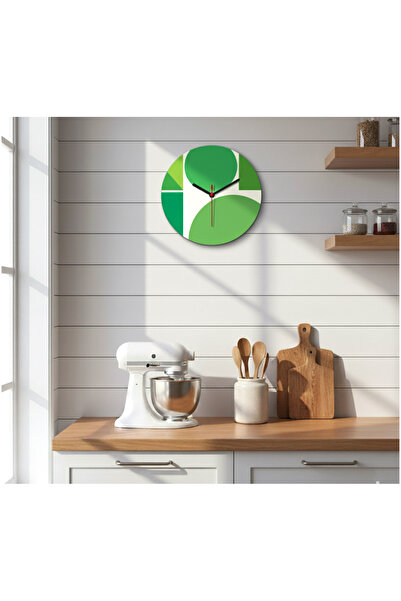 Keneth Green Duvar Saati - Modern Yeşil Özel Tasarım Duvar Saati - Sessiz Mek...