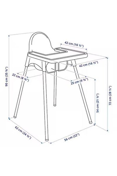 IKEA Unisex Beyaz Antilop Tepsili Mama Sandalyesi