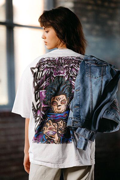 SHINOBIX Jujutsu Kaisen Anime Megumi Meguna X Mahoraga Oversize Printed T-Shirt