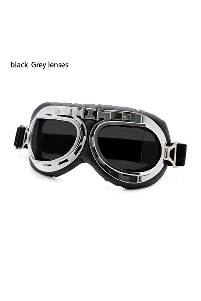 Choice black-Grey Retro Vintage Pilot Goggles Motor Protective Gear Glasses For Motorcycle Cruiser Cafe Sco