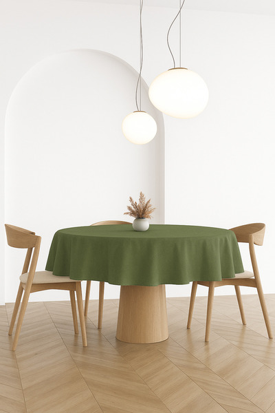 fersuay غطاء طاولة دائري من القطن والكتان من هاكي بولدان