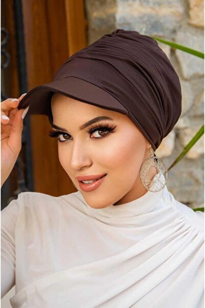 Aişe tesettür Kahverengi Havuz & Deniz Şapkası / Mayo Üstüne Kullanılabilir