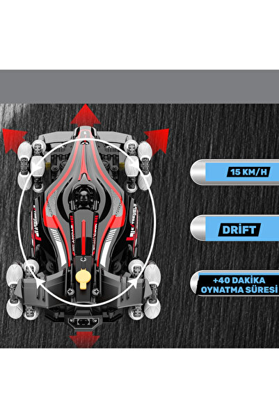 YILDIRIM OYUNCAK Uzaktan ve Bilekten Kumandalı Full Fonksiyon Hareket Eden Buhar Atan Formula 1 Araba 35 cm