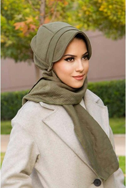 Aişe tesettür Khaki Quilted Scarf Hijab Hat