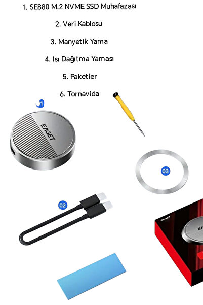 Eaget 2230/2242 M.2 Nvme Ssd Muhafaza Kutusu Magsafeli 3.2 Gen2 10Gbps Süper Hızlı Magsafe Manyetik Type-C