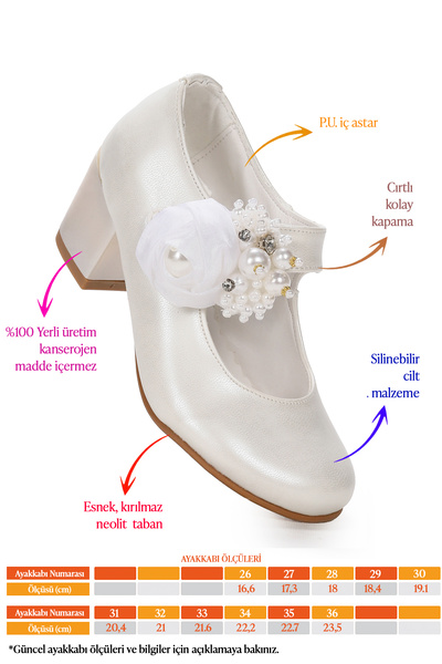 Kiko Kids Angelina Cilt Günlük Kız Çocuk 4 Cm Topuklu Abiye Ayakkabı