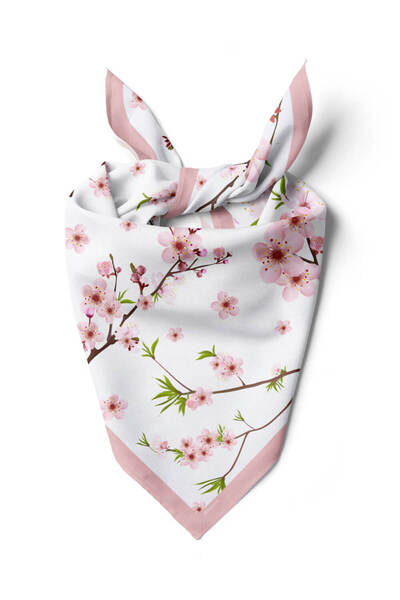 Modabutik Women's Floral Patterned Bandana 50X50 Powder Dg0130-22