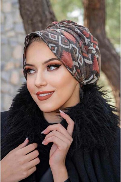 Aişe tesettür Καπέλο με κορδέλα σε καφέ βιζόν