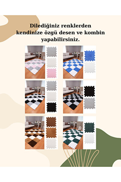 DECOZEYN PEMBE MODERN SALON OTURMA ODASI KREŞ HALISI PUZZLE HALI/PELUŞ HALI