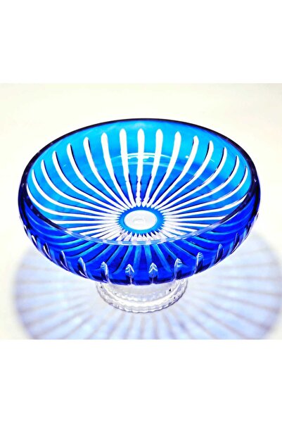 Kristal Market Handmade Crystal Vertical Pattern 28 cm Decorative Presentation Stand Tableware Presentation Bowl