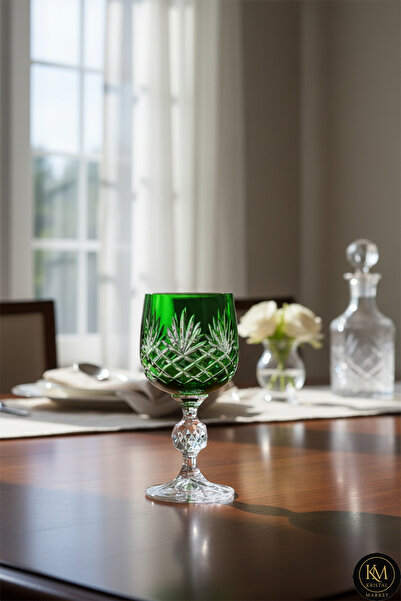 Kristal Market Handmade Crystal Tasseled Colorful Luxury Footed Goblet Coffee Side Water Glass