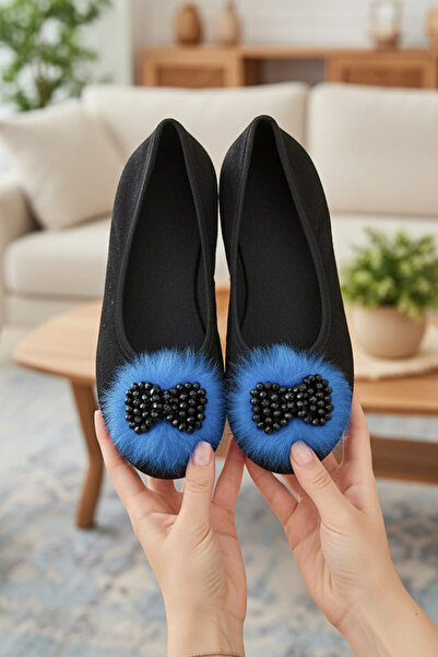 CEYDA SHOES Süslü Kadife Ev,hac, Umre Babeti, Hediye, Günlük Babet,tüylü Babet, Panduf, Patik, Gösteri Pisi Pisi