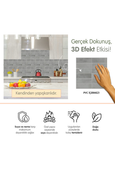 Stickez Tiles 3d Kendinden Yapışkanlı Duvar Karosu 30,5 cm x 30,5 cm (4 ADET) 0,371 m²