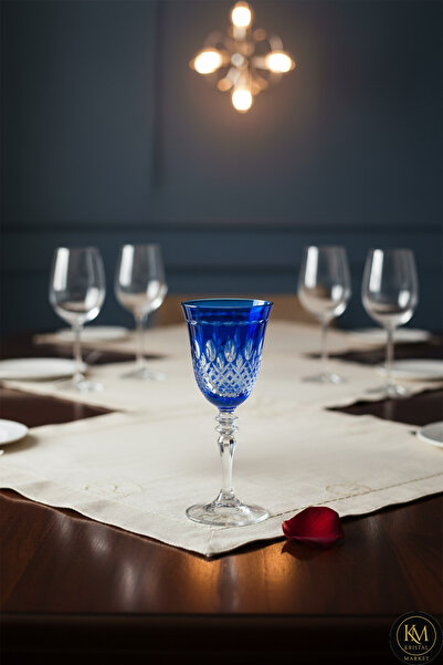 Kristal Market El Yapımı Kristal Damla Renkli Lüks Ayaklı Kadeh Kahve Yanı Su Bardağı