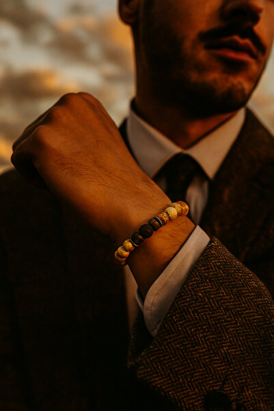 Padore Accessory سوار بادوري من الحجر الطبيعي للجنسين| جاسبر مصنوع باللاف| التأمل