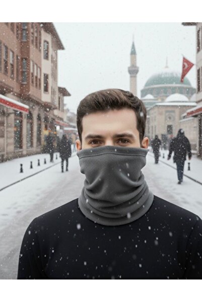 Özpak Anthracite Gray Fleece Neck Collar Beanie