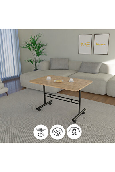 Genel Markalar Tekerlekli Orta Sehpa Çalışma Masası Yemek Masası 60x90 Cm