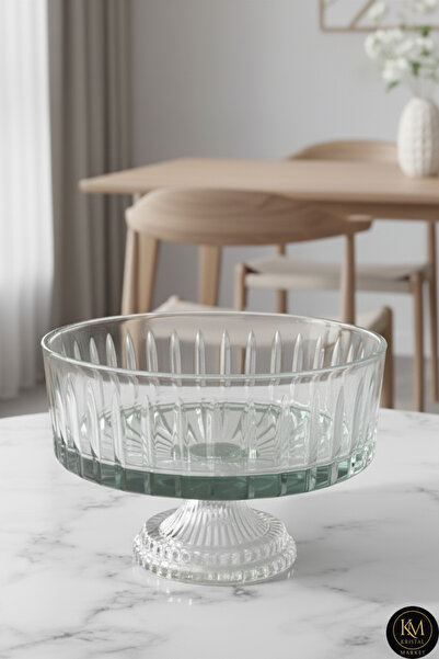 Kristal Market KESME KRİSTAL DEKOR 25 CM AYAKLI CAM KASE