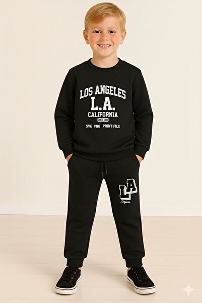 LİTTLE TORTOİSE طقم رياضي للأولاد مطبوع عليه لوس أنجلوس كاليفورنيا / طقم سترة رياضية