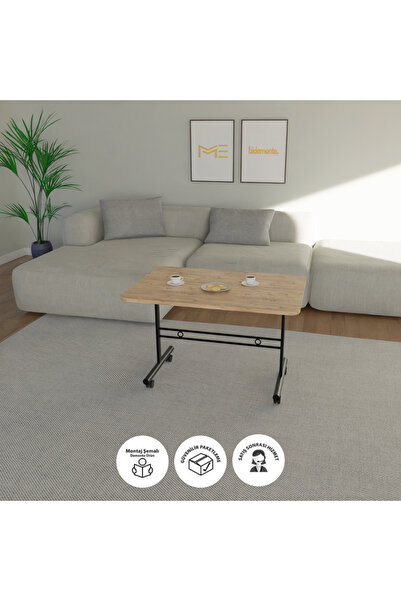 Genel Markalar Tekerlekli Orta Sehpa Çalışma Masası Yemek Masası 60x90 Cm