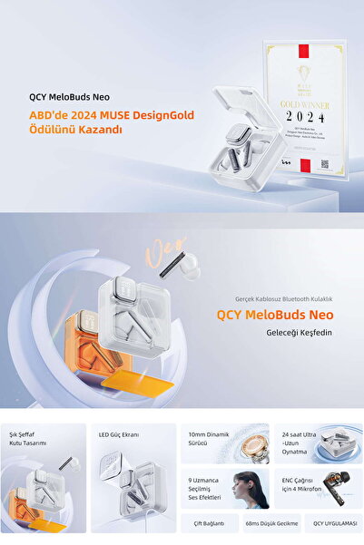 QCY T31 Melobuds Neo ENC 4 Mikrofon Dijital Güç Göstergesi Bluetooth 5.3 Kablosuz Kulaklık