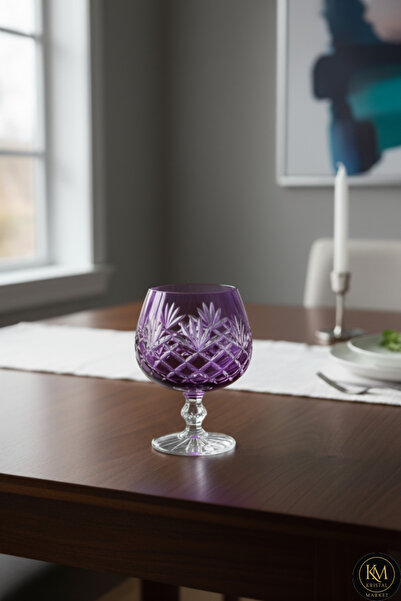 Kristal Market Bohemia Kristal Renkli Kristal Ayaklı Kahve Yanı Su Bardağı 250ml.