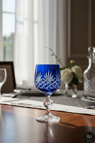 Kristal Market El Yapımı Kristal Püsküllü Renkli Lüks Ayaklı Kadeh Kahve Yanı Su Bardağı