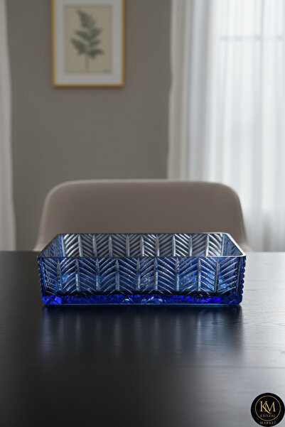 Kristal Market El Yapımı Kristal Paris Desenli Baton Dekoratif Sunumluk Sofra Sunum Kasesi