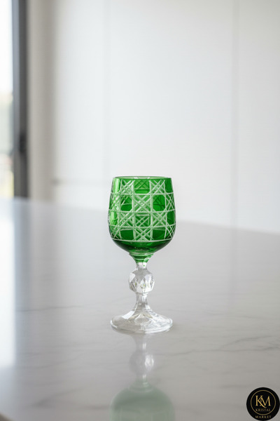 Kristal Market El Yapımı Kristal Bohemia Renkli Lüks Kristal Ayaklı Kadeh Kahve Yanı Su Bardağı