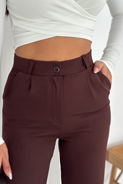 Brantu Kadın Beli Lastikli Likralı Yüksek Bel Palazzo Pantolon