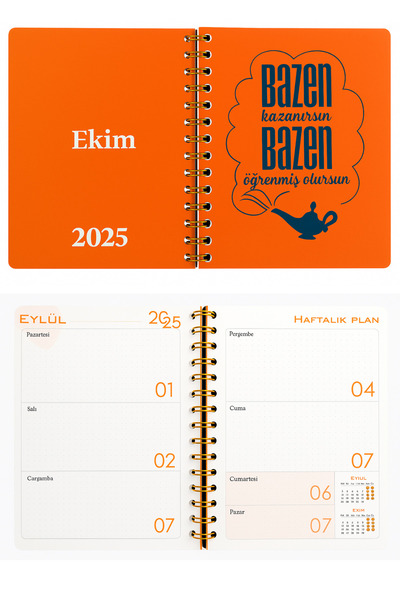 Andofis Академичен дневник Мотивационен A5 Спирална подвързия Твърда корица Еластичен Септември 2025 Декември 2026 Дневник