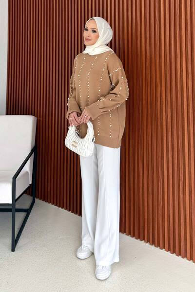 Melike Tatar Πλεκτό πουλόβερ με πέρλες 32-7001-1