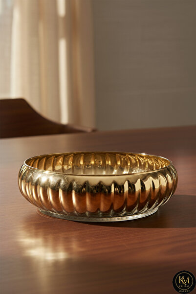 Kristal Market El Yapımı Titanyum Kaplama Gold Dekoratif Sunumluk Meyvelik Kase