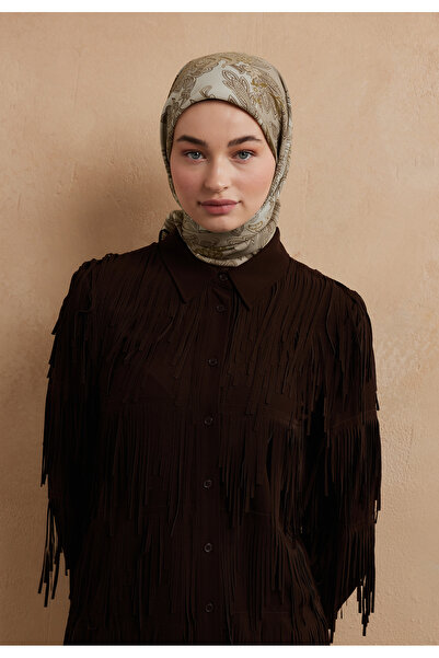 Fresh داريا نمط القطن الحرير وشاح بيج الرمال