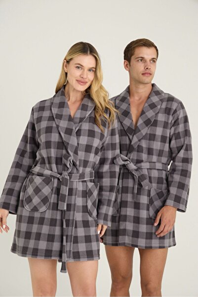 Pimody Ανδρικό γκρι φλις παλτό Ropdöşambr με διπλό συνδυασμό που μπορεί να συνδυαστεί