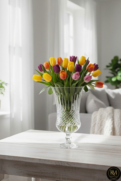 Kristal Market El Yapımı Kristal Desenli Şeffaf Büyük Boy Beykoz Desen Dekora...