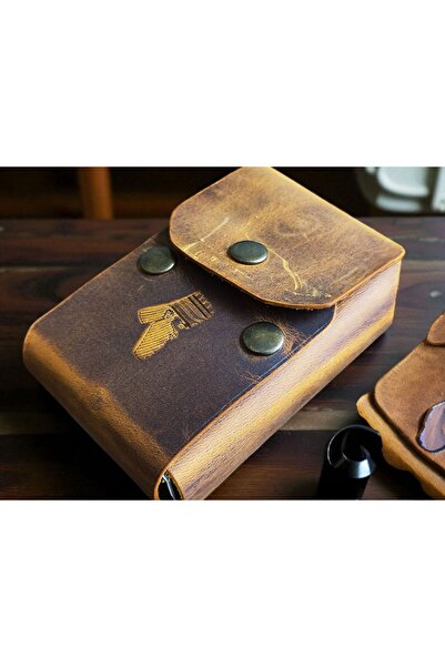 sumerianwallet Cat Sarısı Crazy Deri Sigara Kılıfı Anahtarlık Hediye