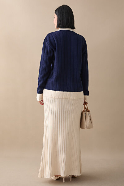 InStyle Σετ Πλεκτά Navy Blue - με Φούστα και Ζακέτα