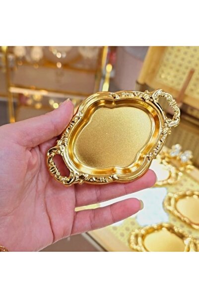 LOVYCO Mini Size 6 Pcs Steel Gold Plated Decorative Macaron Holder / Coffee Side / Presentation Holder / Turkish Delight Holder