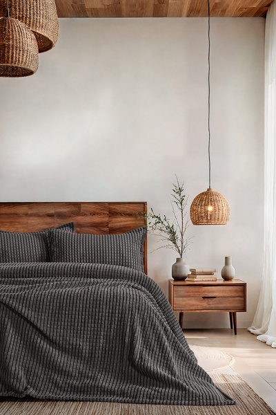 Doqu Home Mila Battaniye Seti Tek Kişilik Antrasit