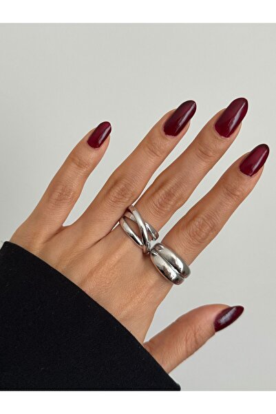 Lavian Accessories ADET Gümüş Renk Çapraz Sarmal Ayarlanabilir Yüzük