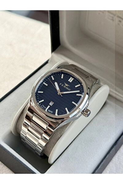 FERRO Silver Steel Cord Men's Wristwatch F11648Awt-A3 Functions Active 3 Atm ...