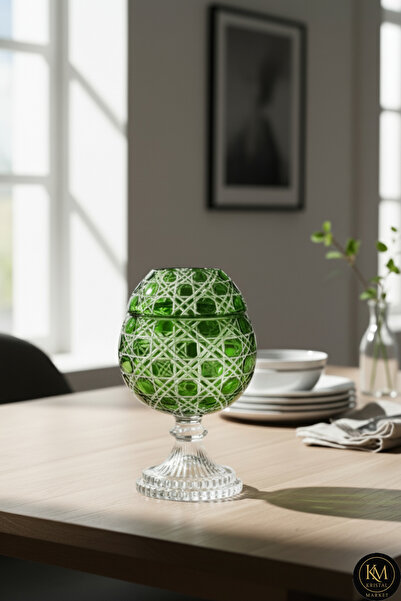 Kristal Market El Yapımı Kristal Kesme Desen Büyük Dekoratif Ayaklı Peçetelik