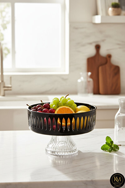 Kristal Market KRİSTAL KESME DEKOR SOFRA KASE SUNUMLUK MEYVELİK 25CM