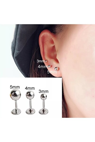 Bylin %100 Cerrahi Çelik Labret Pıercıng Set - 3 Adet