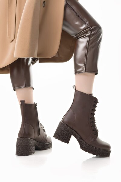 BAHRİNA Acı Kahve Topuklu Postal Bot