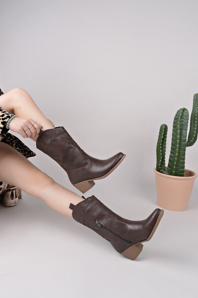 BAHRİNA Western İşlemeli Uzun Kovboy Çizme