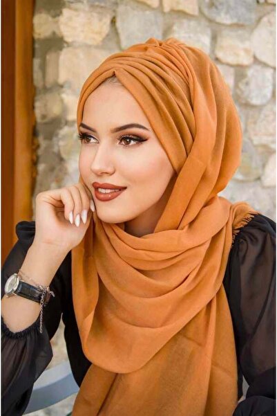 Aişe tesettür Έτοιμο σάλι με κορδόνια Camel